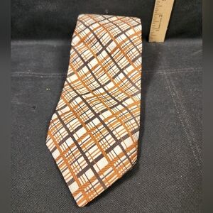 Vintage Qiana New Dimension Golden Clasp Stylish Geometric Patterned Tie Used